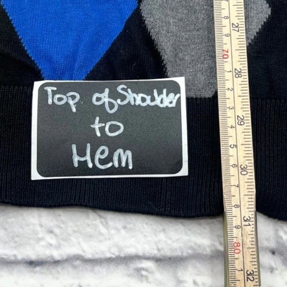 PGA Tour Mens XXL Argyle Sweater Vest Black Blue Yellow V-Neck Golf Knit